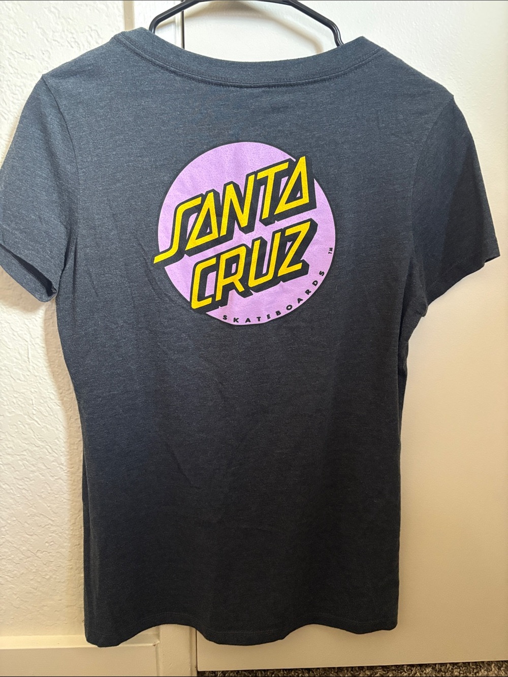 Santa Cruz Black Tee with Lilac Logo Tag